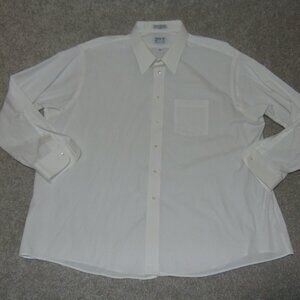 Men's Arrow White Long Sleeve Shirt 19 38 BIG made in USA Cotton Blend